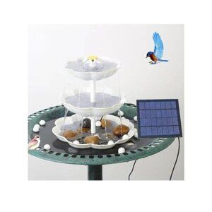 3 Tiered Bird Bath with 3W Solar Pump, DIY Solar Fountain Detachable and Suitabl
